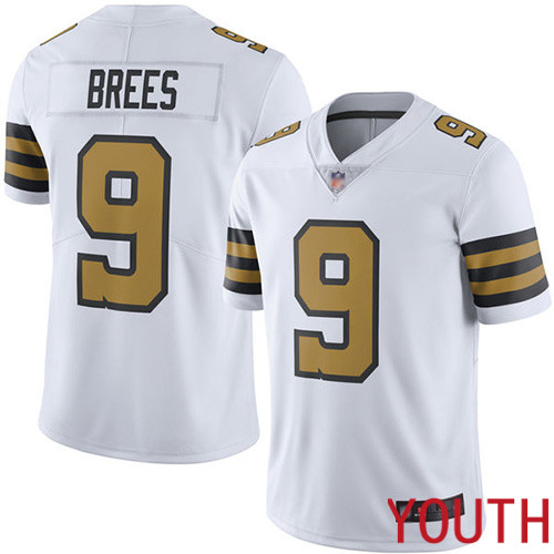 New Orleans Saints Limited White Youth Drew Brees Jersey NFL Football #9 Rush Vapor Untouchable Jersey->youth nfl jersey->Youth Jersey